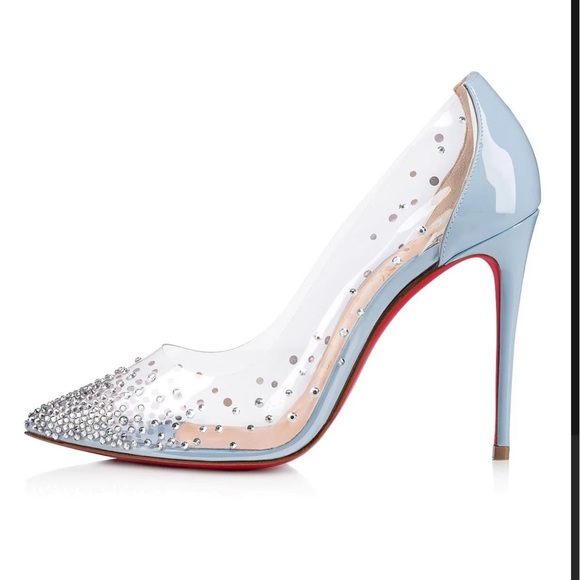 CHRISTIAN LOUBOUTIN | Light Blue Degrastrass PVC Heels - Picture 6 of 8